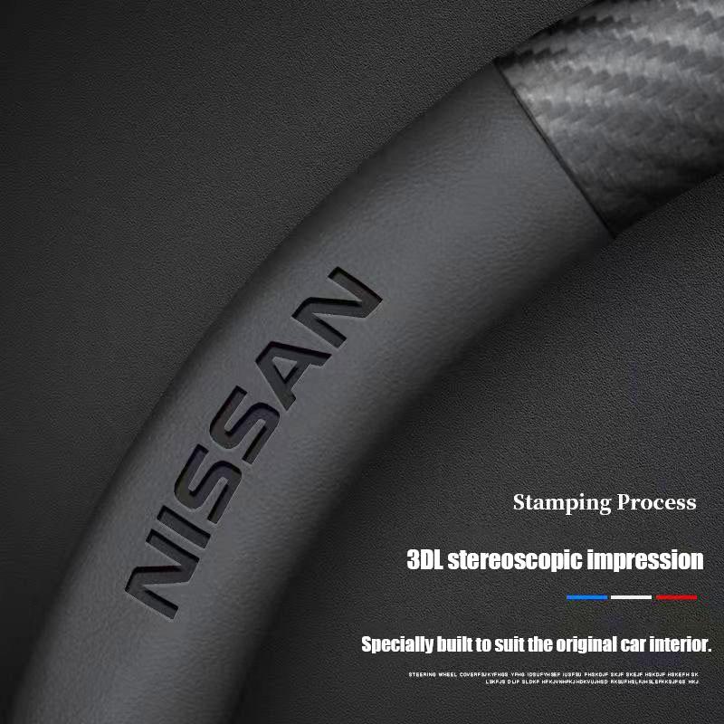 Napa Leather Car Steering Wheel Cover Non-slip For Nissan Qashqai Sylphy Tiida Altima Teana X-Trail Leaf Juke Sentra Accessories