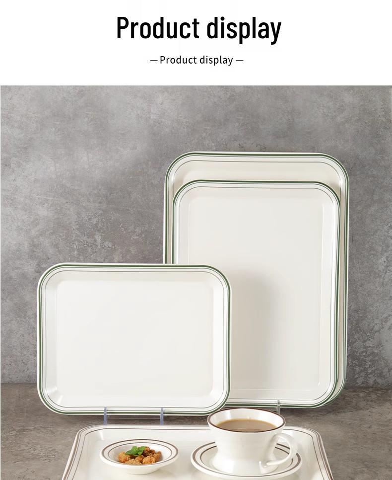 Kekler, Ekmekler, Akşam Yemeği, Hızlı Yiyecekler ve Çay için Melamin Dikdörtgen Servis Tepsisi