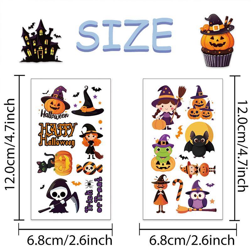 10 Sheets Halloween Temporary Tattoos Set For Kid Adult Easy Application And Removal Arm Hands Body Tatouages Pour Kids Toy Gift