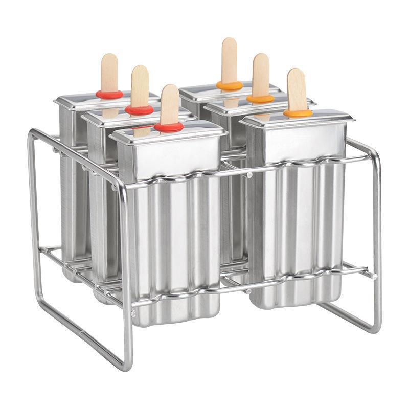 Edelstahl-Eisform 6 Löcher Eis am Stiel Formen DIY Obst-Eis am Stiel Halter