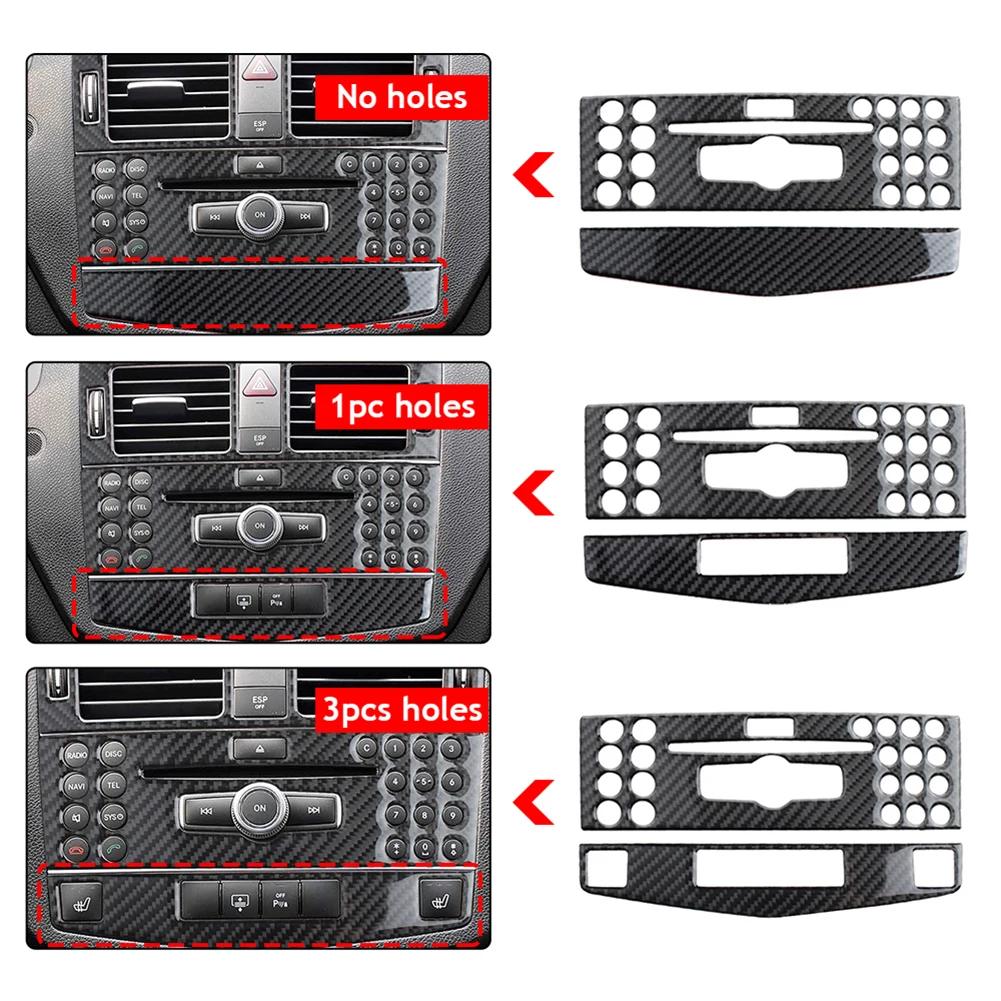 Car Center Console Air Conditioner CD Panel Cover Trim For Mercedes Benz C Class W204 C200 C260 C300 C180 2007-10 Carbon Fiber