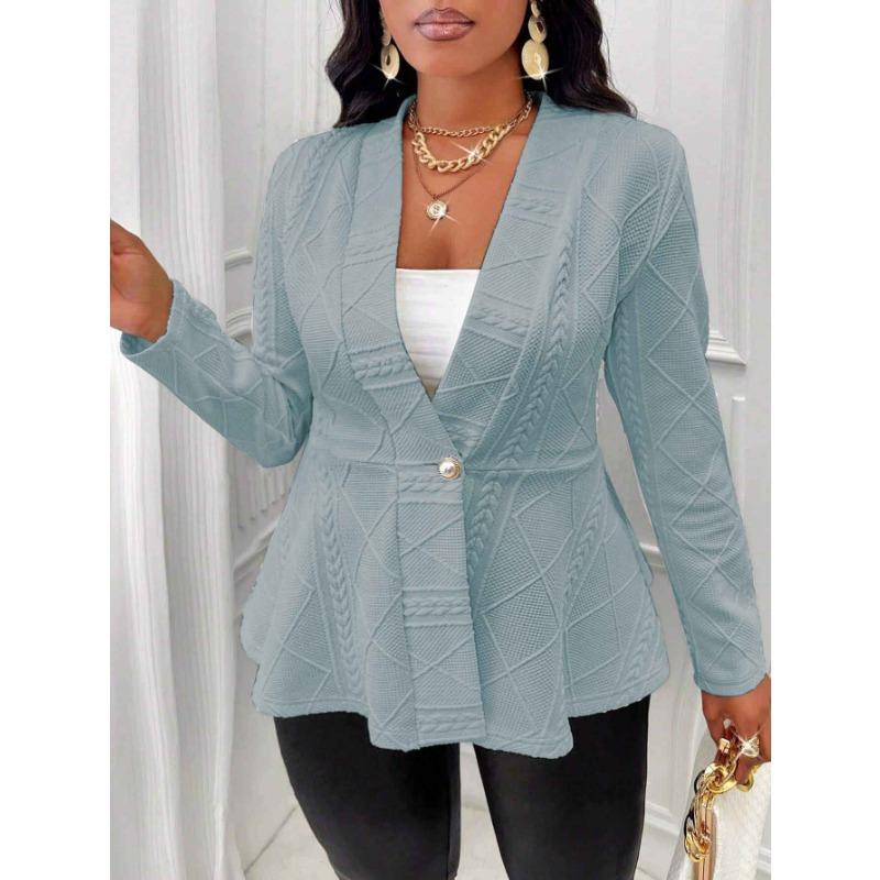 

Осенне-зимний жаккардовый фактурный пиджак с одной пуговицей и длинным рукавом, женский костюм XXL синий