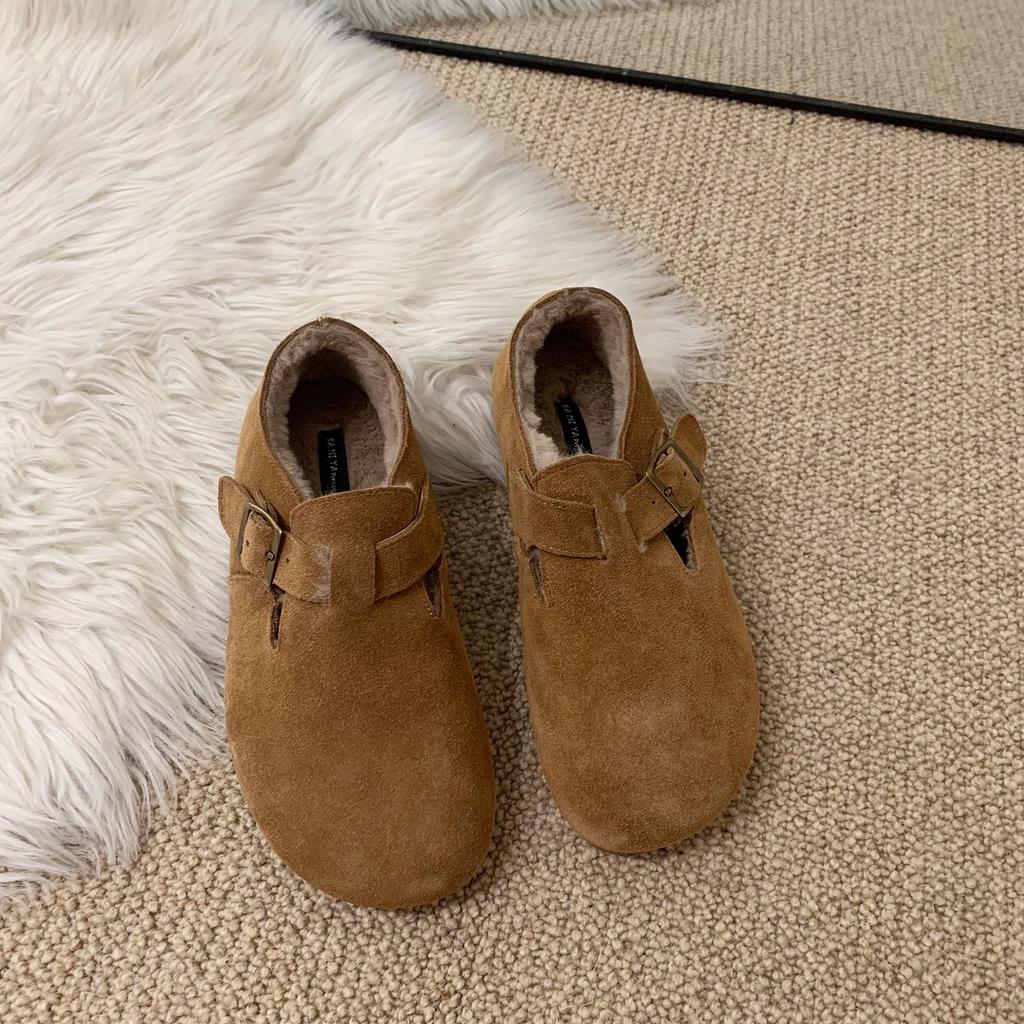 Women's Large Size Soft Sole Winter Warm Fur One Anti-slip Snow Boots Padded Lined Ankle Boots Outdoor Sports Fur Cotton Boots Soybean Shoes