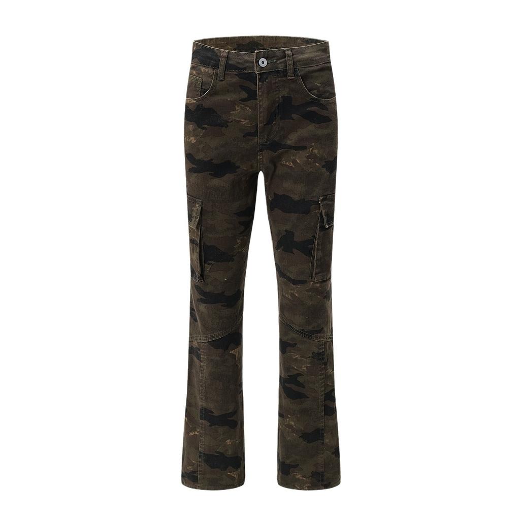 Camouflage Work Jeans Men's Handsome Look In High-flare Pants