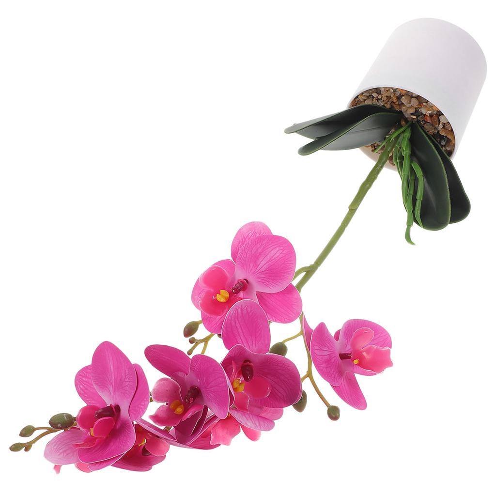 Premium Lifelike Artificial Phalaenopsis Orchid Potted Plant Decor for Living Room Office Kitchen Bedroom Study Desktop Home