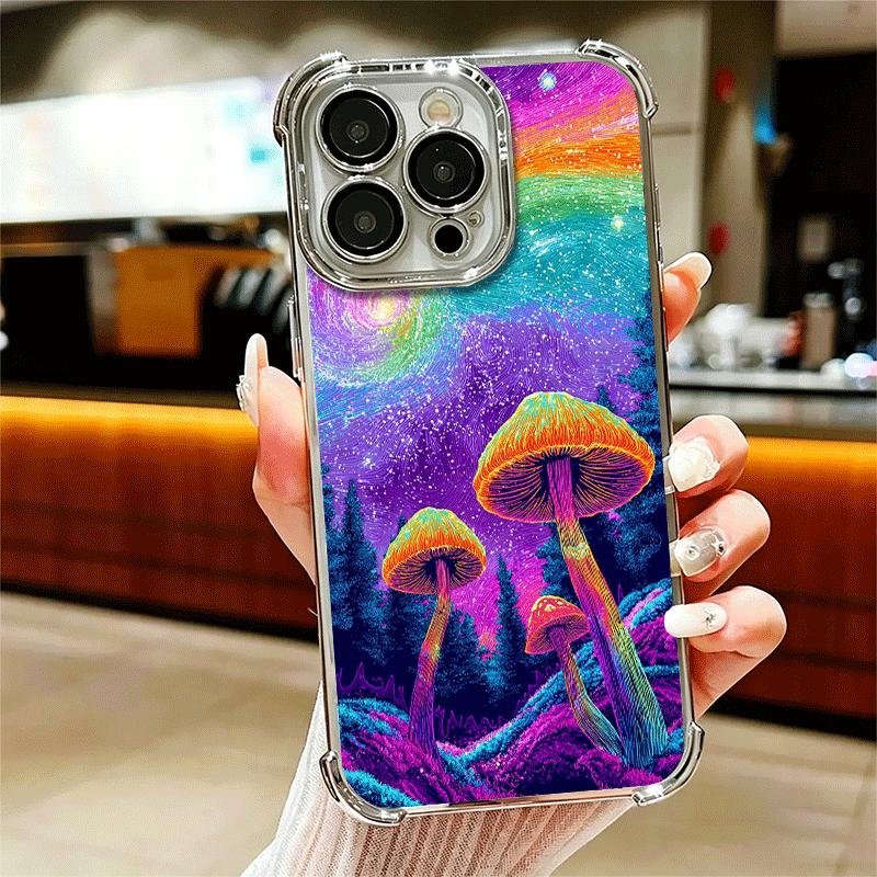 Weird Psychedelic Mushroom Soft Phone Case For iPhone 15 16 17 Air 14 Pro Max 16E Plus 13 12 Mini Plating Anti-Fall Fundas