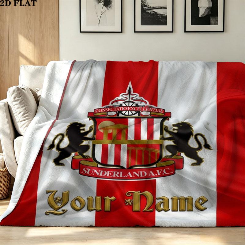 1PC Sunderland A.F Custom Name Patterned Flannel Blanket Suitable For All Seasons for Home Decor Warmth and Comfort Gifts Holiday Present