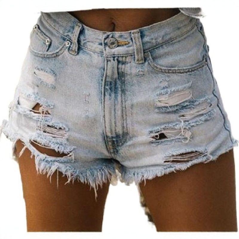 Fashion Fashion High Waist Ripped Tassel Denim Shorts Women's Hot Pants Ripped Denim Shorts Jeans