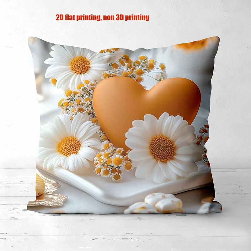 Floral Heart Cushions 2D Printed for Home Decor Polyester pillowcase, sofa decorative cushion cov Headboard Pillow