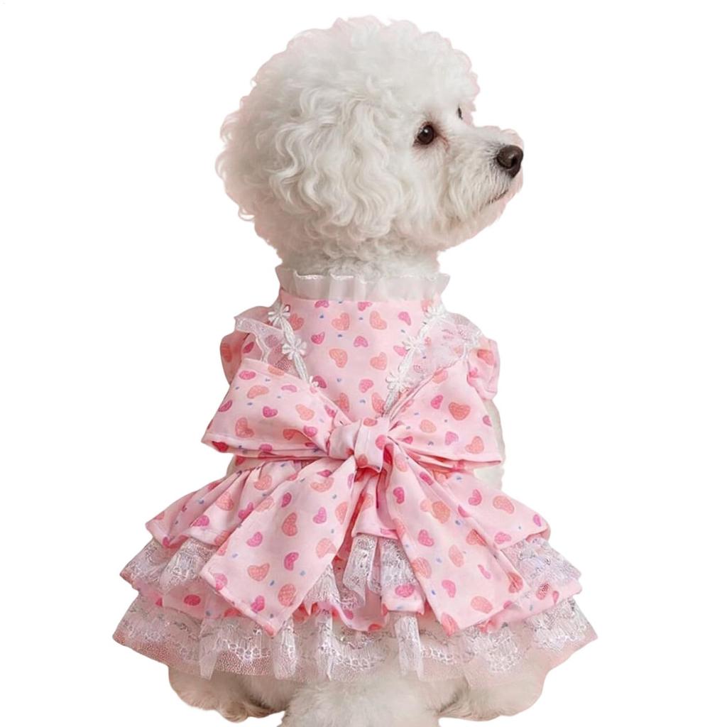 Breathable Puppy Dress Adjustable Dog Outfit Girl Puppy Clothes Pet Clothing For Spring Summer Birthday Holiday Everyday Party