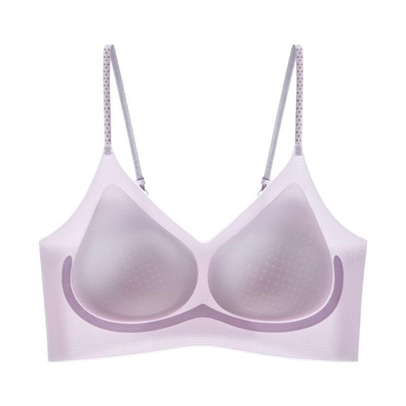 Ice Silk Beautiful Back Soft Support Sling Seamless Bra Light and Breathable Fixed Cup Gathered and Closed Sub-breast Vest Bra