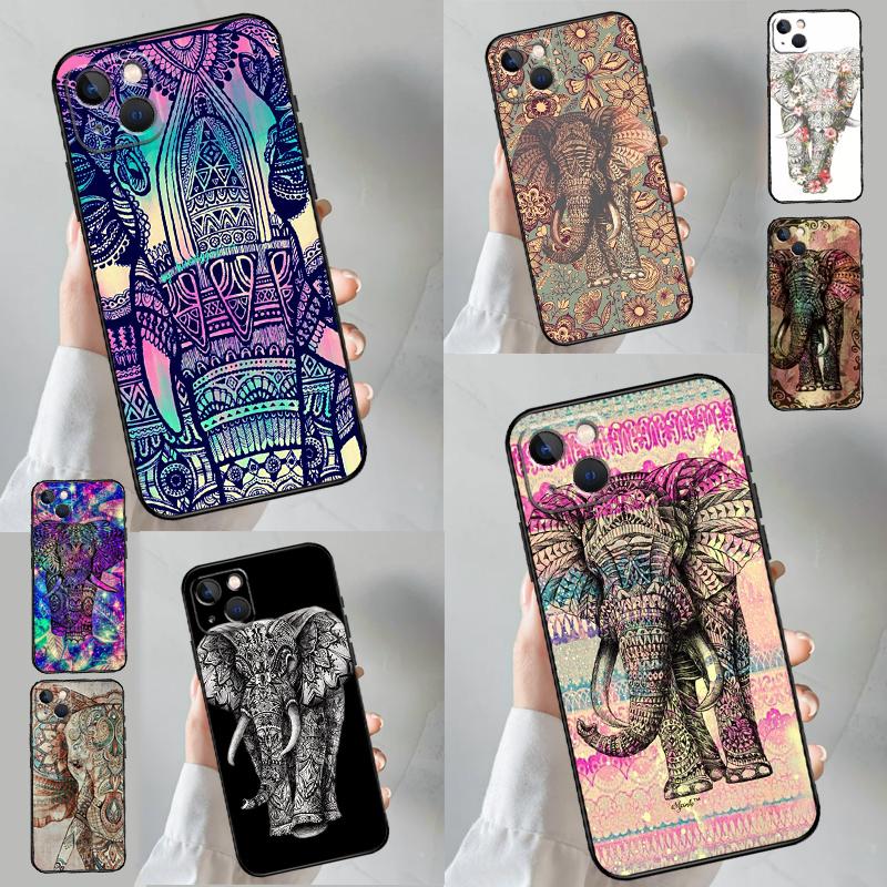Elephant Mandala Aztec Phone Case For iPhone 17 Pro Max 14 13 12 11 15 16 Pro Max mini Plus 16e 17 Air Cover Funda