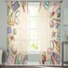 Cosmetics Hand Drawn Sheer Curtain For Living Room Modern Voile Tulle Window Curtains For Bedroom Kitchen Drapes