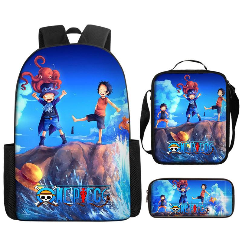 One Piece Piece Anime School Backpack With Air Cushion Straps And Durable Material For Children