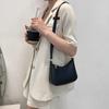 2025 New Handbag Retro Hong Kong Style Portable Shoulder Bag Underarm Bag Solid Color PU Crossbody Bag Women's Leisure Bag