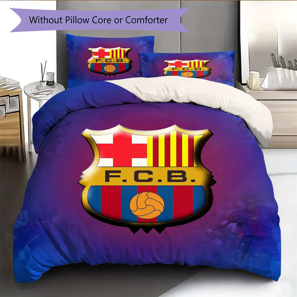Logo Squadra Barcellona Fantasia Biancheria da Letto Decorazione Casa Regalo di Compleanno (1 * copripiumino + 2 * federa, senza nucleo)