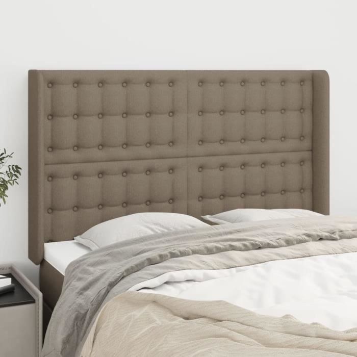 VidaXL Tête de lit avec oreilles Taupe 147x16x118-128 cm Tissu3120016