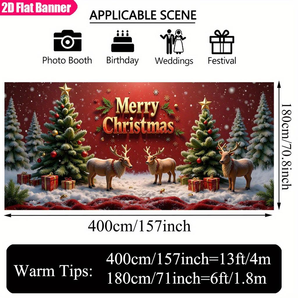 2D Door Banner 1 ASOONYUM Large Self Luminous Christmas Garage Door Banner with 2D Flat Fabric Winter Scene