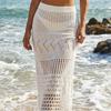 Falda de Playa Texturizada de Verano a Media Pierna con Abertura Alta y Top de Punto de Tejido Abierto de Moda