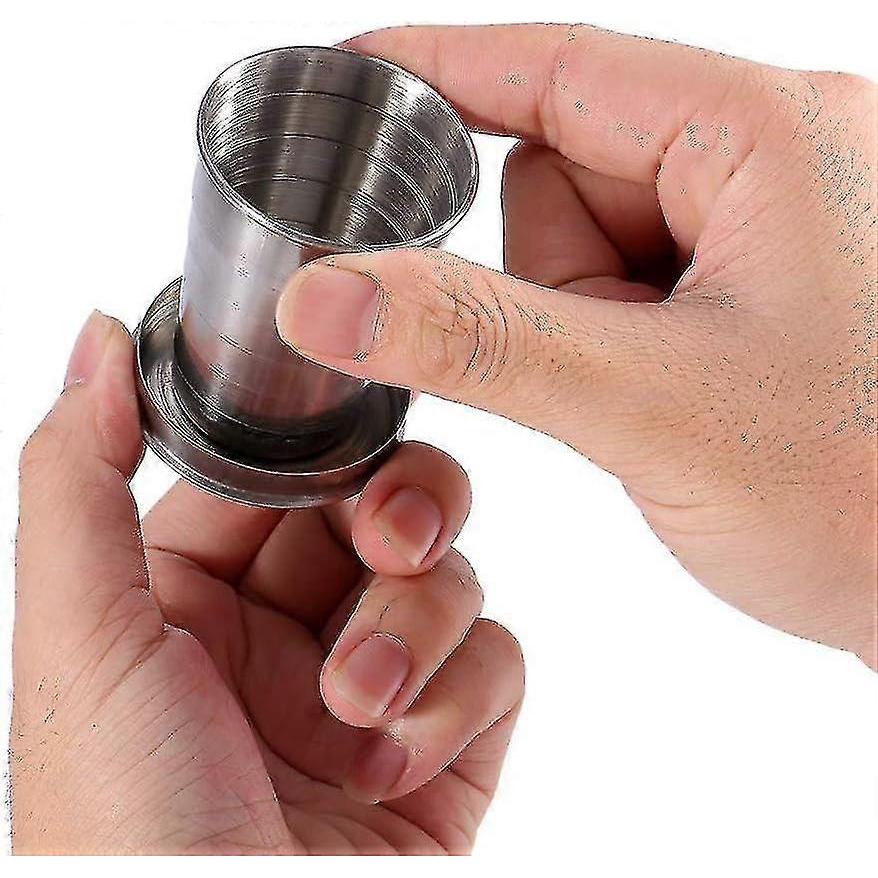 240ml/140ml/75ml Stainless Steel Travel Folding Cup Portable Outdoor Travel Camping Folding Collapsible Cup Retractable Collapsible Cup[s]
