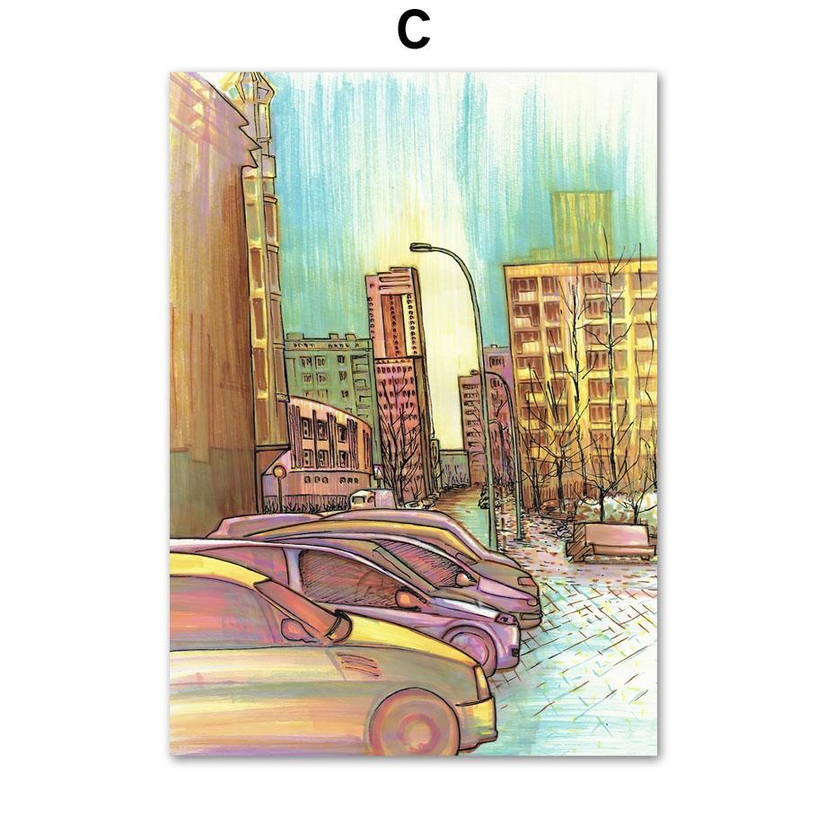 Handgezeichnete Stadtlandschaft Venedig Lyon Adria Wand Kunstdruck Leinwand Malerei Nordic Poster Home Decor Bilder für Wohnzimmer