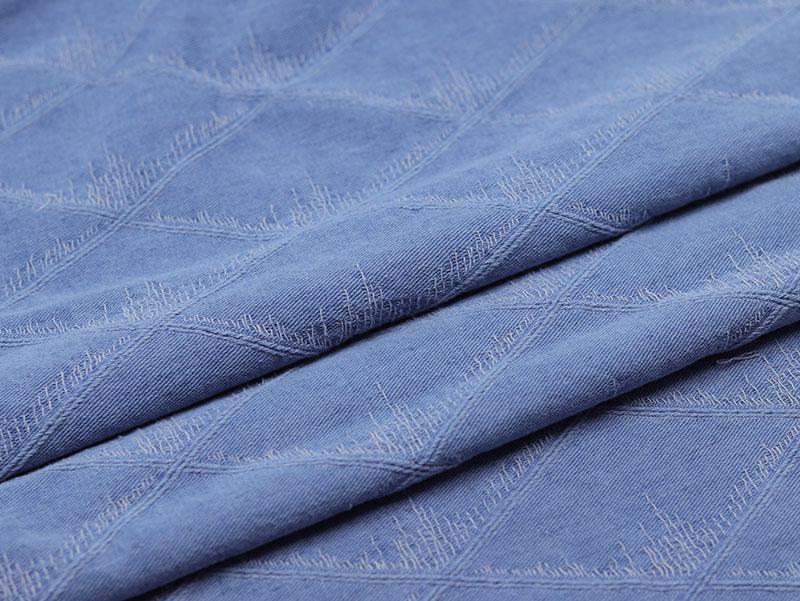Diamond Jacquard Washed Denim Fabric for DIY Handmade Clothing
