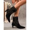 Women's Plus Size New Autumn Nubuck Rivet Stiletto Mid-Calf Martin Boots