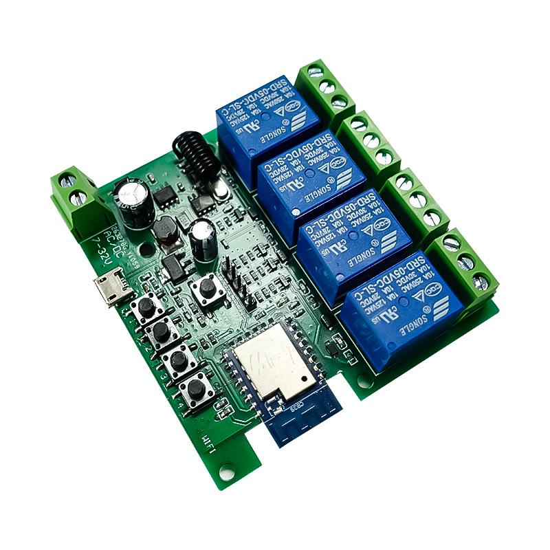 Graffiti Tuya 3-Mode WiFi Smart 4-Channel Power Switch Module with DC7-32V Circuit Breaker & Voice Control.