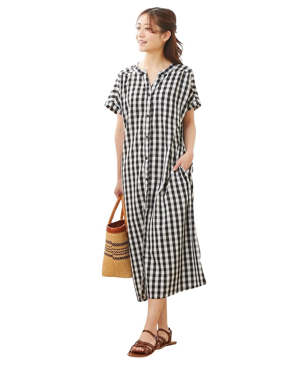 

Nissen Shirt with Waist Ribbon and Black Maternity Size 3L Women s Maternity/Nursing Dress, Yarn-Dyed Short-Sleeve (Pre- Postpartum), (Gingham),