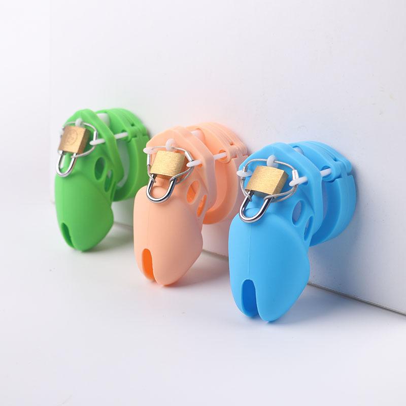 7 Colors Silicone Male Chastity Device Cock Cage Sex Toys With 5 Penis Ring Prevent Breaking Free Standard Short Cages Sex