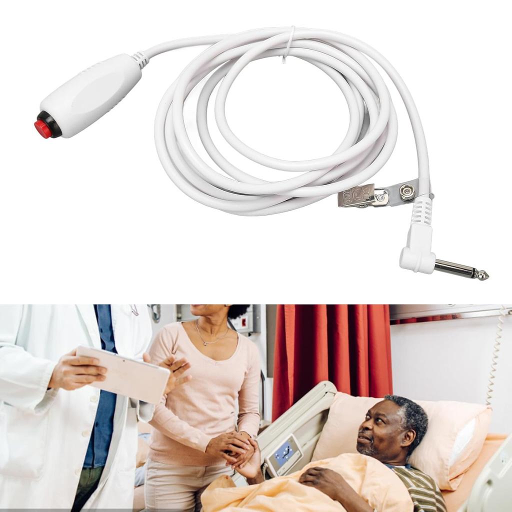 Replacement Nurse Call Cord, Push Cord Cable for Nurse Station, Nurse Call Cord 6.35mm 1/4 Phone Plug Cable with Bed Sheet Clip, 9.8ft
