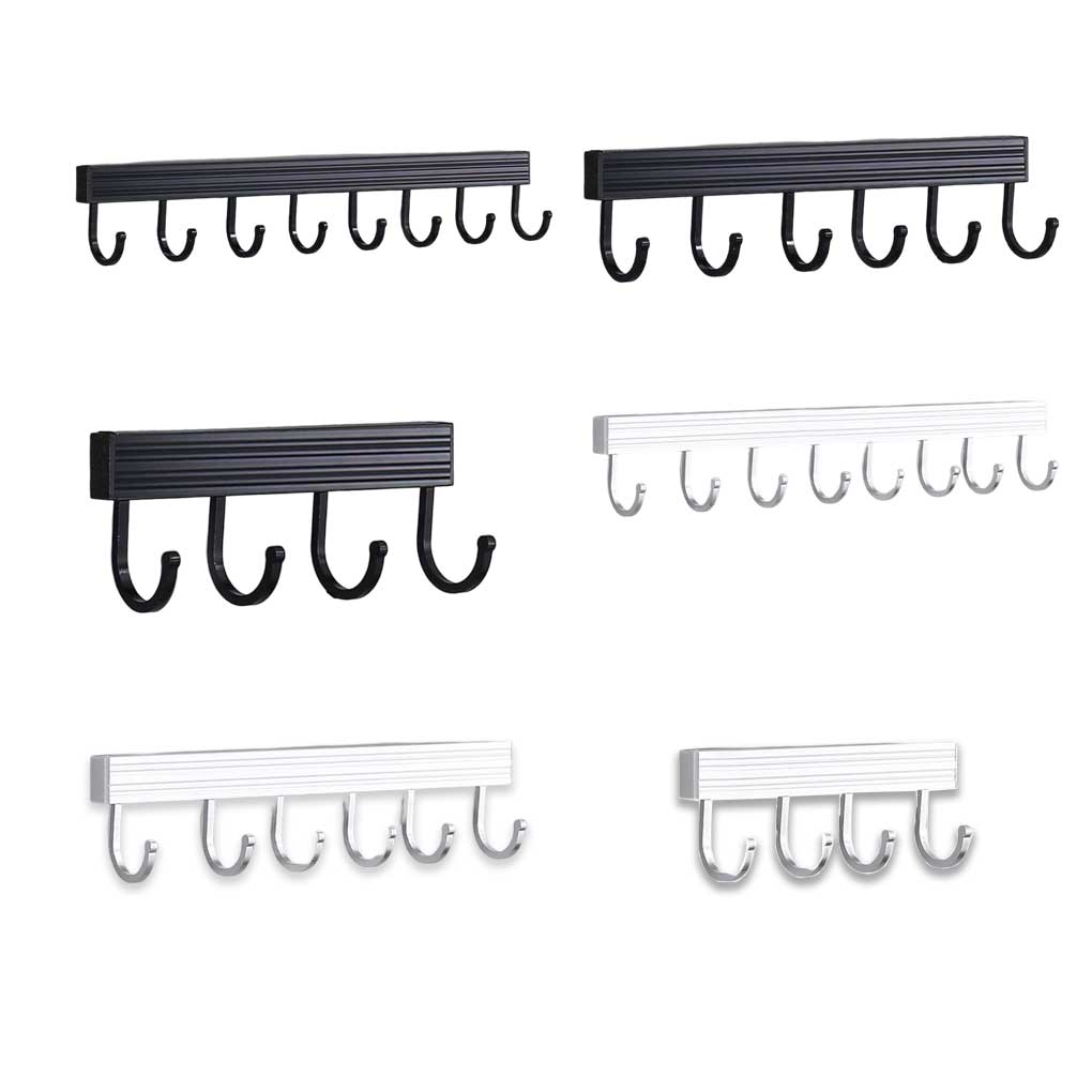Wall Mounted Key Holder Household Indoor Towel Keys Hat Fixed Hanger Kitchen Bathroom Aluminum Multi-hook Hanging Rack