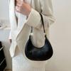 Korean Style Crescent Moon Underarm Bag Solid Color Hobo Bag Elegant PU Leather Shoulder Bag  Women