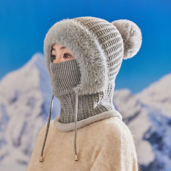 Knitted Hat Women Windproof Insulated Design Soft Fleece Lining 3-in-1 Winter Warm Hat Outdoor Adventures Skiing Hiking Headgear