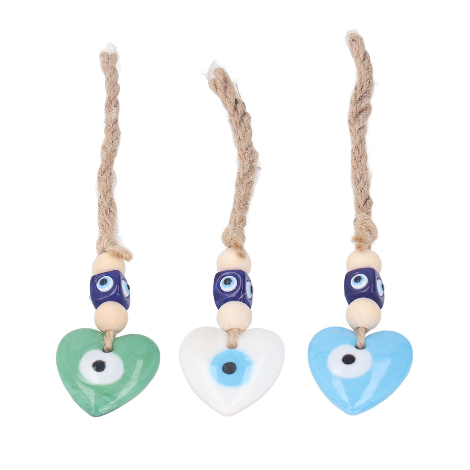 3pcs Eye Heart Car Hanging Ornament Good Luck Blessing Multifunction Eye Car Rear View Mirror Hanging Ornament for Bags
