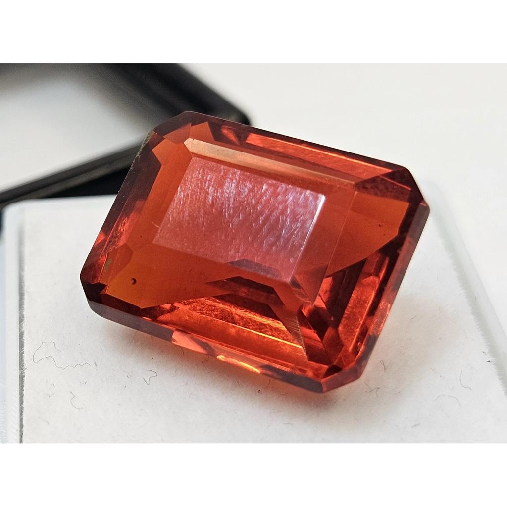 Fabulous Natural Sunset Color Hessonite 14-15 Ct Emerald Cut Certified Gemstone