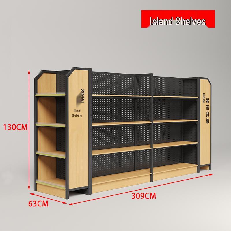 Steel-Wood Display Rack with Hooks for Snacks & Stationery