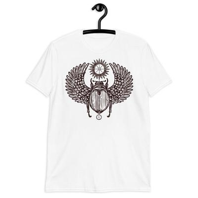 Magisches Okkultes Skarabäus Käfer Grafik Kurzarm Unisex T-Shirt | Mystisches T-Shirt