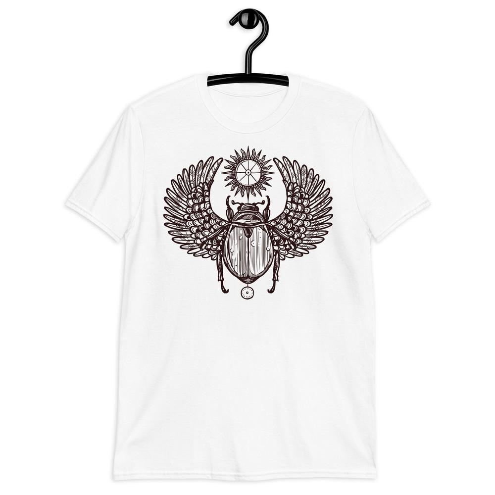 

Магическая оккультная футболка унисекс с коротким рукавом и графикой жука-скарабея | Мистическая футболка M