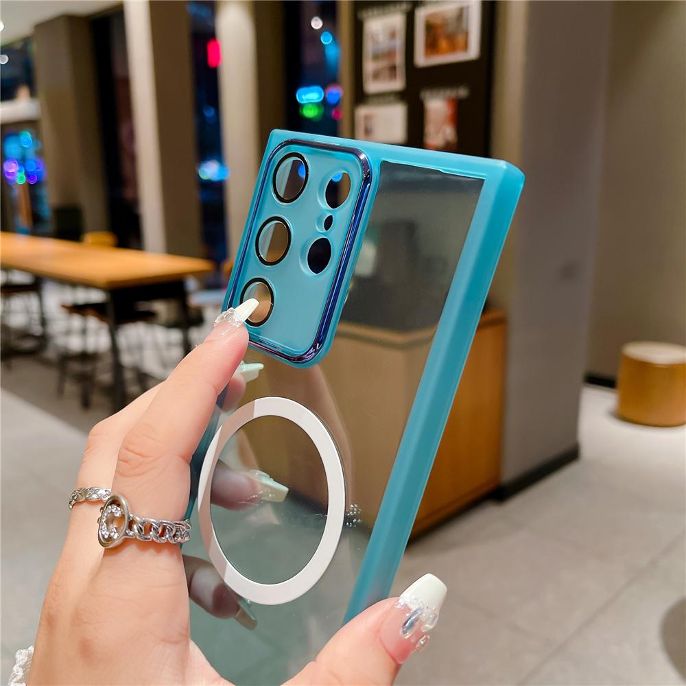 Silicone Soft Magnetic Case For Samsung S24 S23 Ultra S22 S21 FE A54 A14 A34 A53 A73 A52 A32 Wireless Charge Shockproof Cover