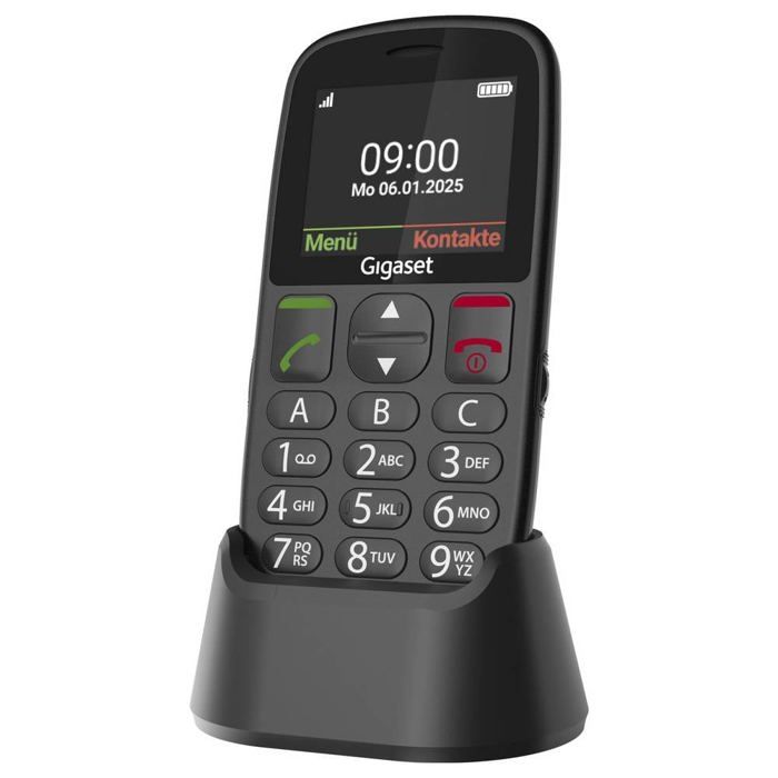 Gigaset GL395 Mobiltelefon SOS-knapp, beskyttet mot vannsprut, beskyttet mot støv svart