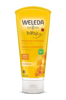WELEDA Calendula Baby Wash Body Cleanser for Babies and Sensitive Gentle Herbal Naturally Derived Organic [Official] & Shampoo, 200mL, Skin, Scent,