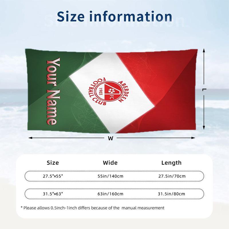Beach Towel Custom Name Text, Quick Dry Large Towel For Beach HomeAberdeen FC