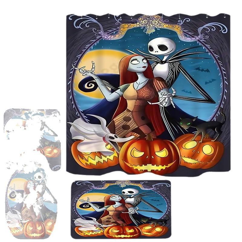 Halloween Zombie Bride Shower Curtain, Printed Bathroom Four-Piece Floor Mat Three-Piece Set, Large Quantity And Excellent Price