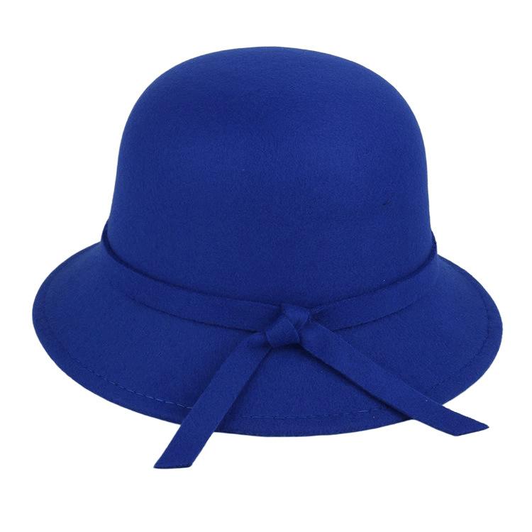 Autumn and winter new women's woolen top hat Hepburn style small brim basin hat pearl decoration French retro fashion shows small face