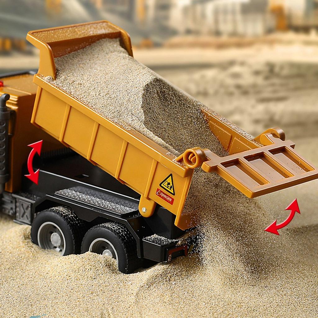 Boys Construction Dump Truck Toys, Alloy Realistic Excavator Pull Back Truck With Lights And Sounds