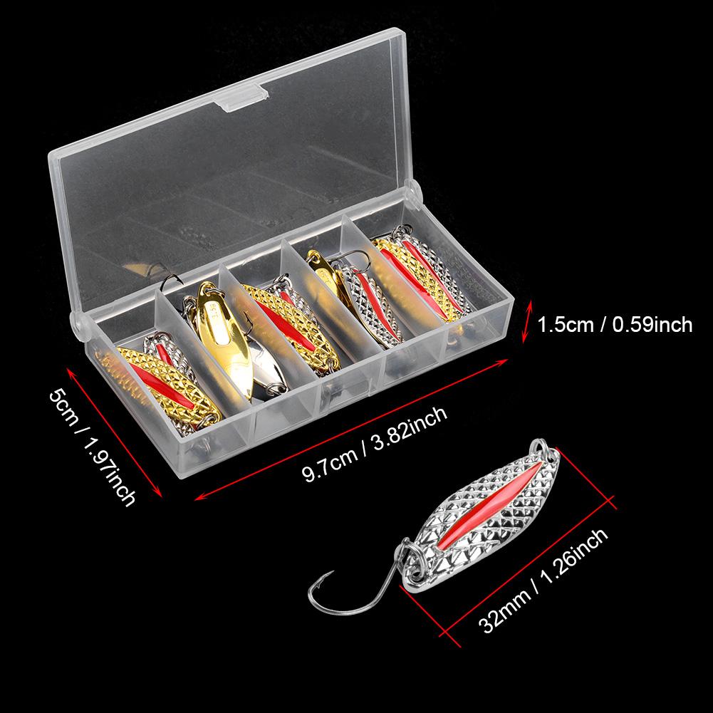 

10 шт. Металлические блестящие ложки-приманки Жесткие приманки с крючком Рыболовные снасти Аксессуар (Красный2.5г)