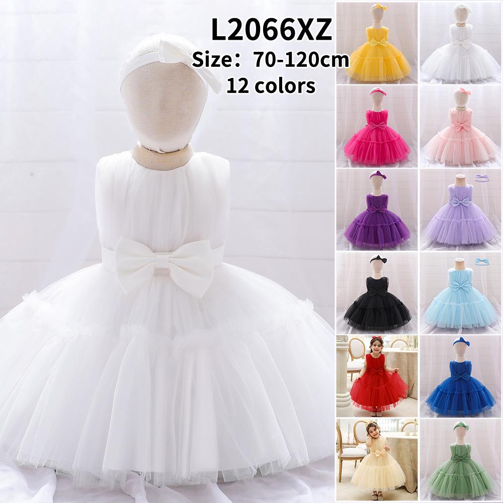 Girls' White Lace Christening Gown - First Birthday Princess Dress