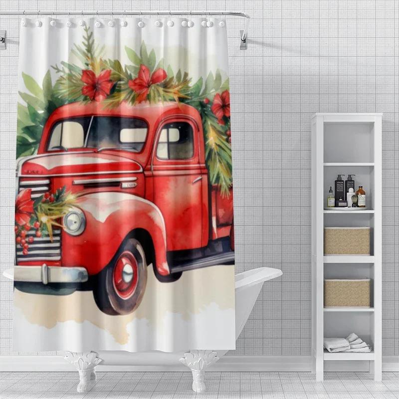 Home Decoration Shower Curtains For Bathroom Waterproof Curtain Fabric Modern Nordic Style Living Room Merry Christmas Winter