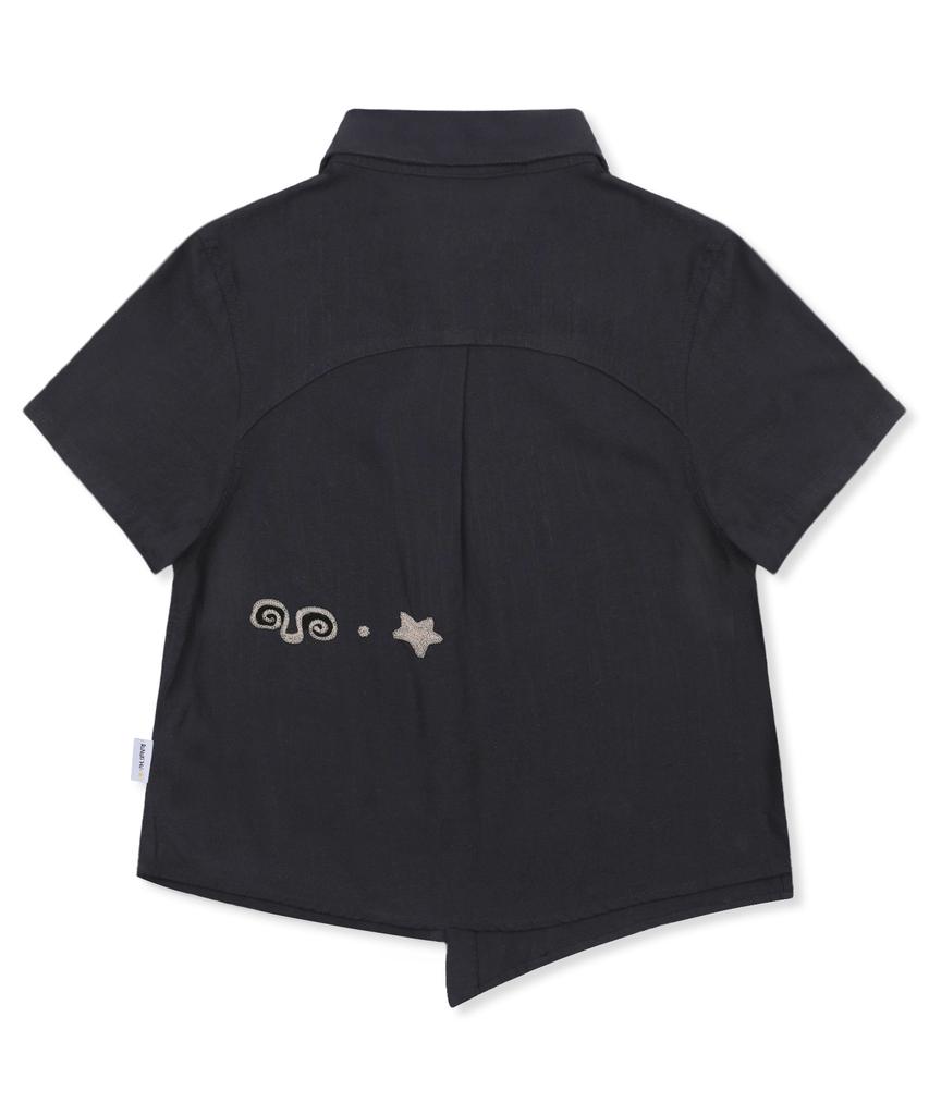 RuNaKi'Hu' Wxts013 Harappa Asymmetrical Short Sleeve Shirt (Black)